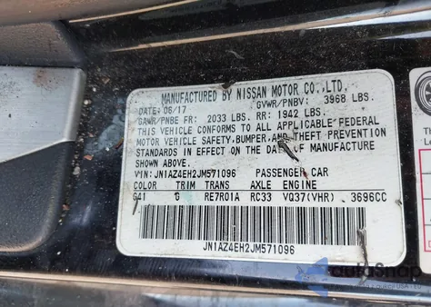 2018 Nissan 370Z z USA, uszkodzony, nr VIN JN1AZ4EH2JM571096